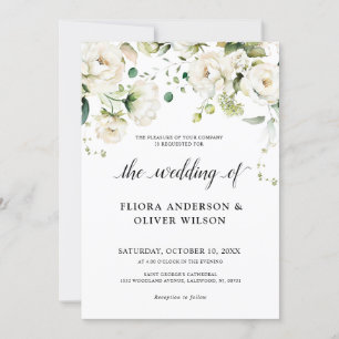 Invitación Rosas de Crema de Marfil Blanco Boda Botánico Flor