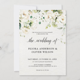 Invitación Rosas de Crema de Marfil Blanco Boda Botánico Flor