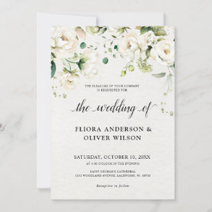 Invitación Rosas de Crema de Marfil Blanco Boda Botánico Flor