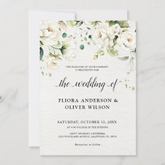 Invitación Rosas de Crema de Marfil Blanco Boda Botánico Flor