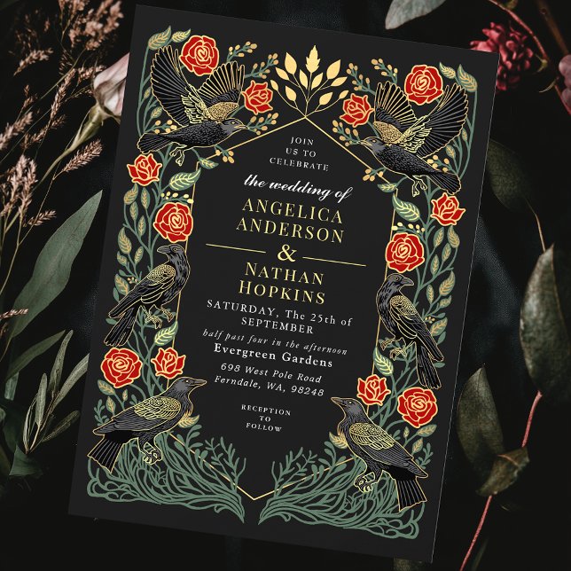Invitación Rosas de Cuervo Encantadas Bodas Góticas (Subido por el creador)