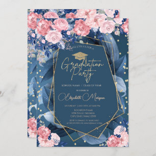 Invitación Rosas de diamantes enmarcan fiesta de graduación a