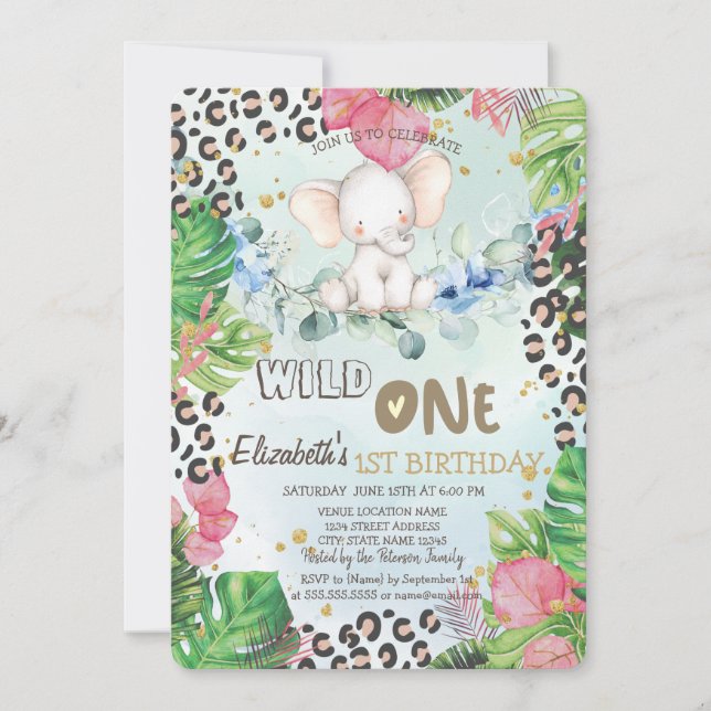 Invitación Rosas de Elefante Hojas de Palma 1º (Anverso)