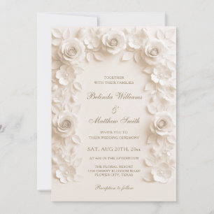 Invitación Rosas de Elegancia Barroca en Marfil para Boda