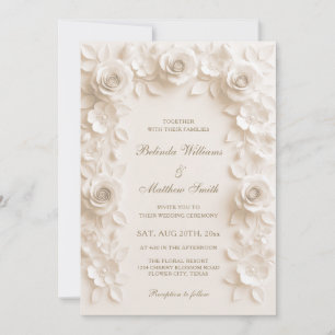 Invitación Rosas de Elegancia Barroca en Marfil para Boda