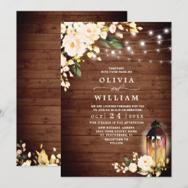 Invitación Rosas de enrojecimiento de madera Linterna rústica