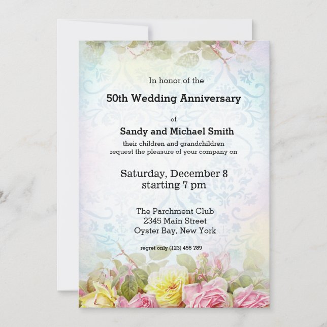 Invitación Rosas de época (Anverso)