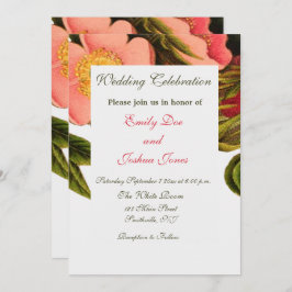 Invitación Rosas de época bello botánico rosado