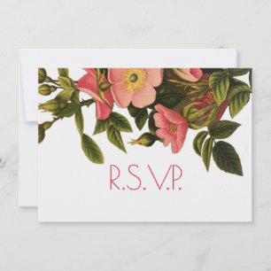 Invitación Rosas de época bello botánico rosado