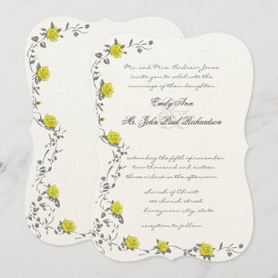 Invitación Rosas de época Boda amarillo y gris