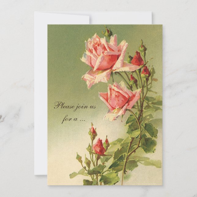 Invitación Rosas de época, Fiesta de ducha de novia victorian (Anverso)