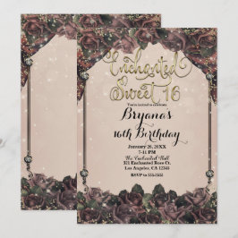 Invitación Rosas de Especias Malva Brillo Destello Dulces 16