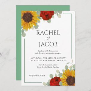 Invitación Rosas de Eucaliptos Sunflowers Boda moderna