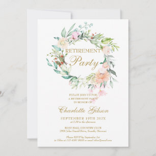 Invitación Rosas de fiesta de jubilación Guirnalda floral Fot