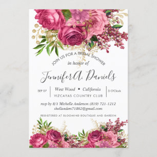 Invitación Rosas de flores blancas rosas Rubor duchas de novi