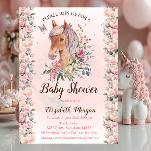 Invitación Rosas de flores de Pony invitan a Baby Shower