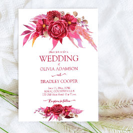 Invitación Rosas de flores de Viva magenta crimson burgundy