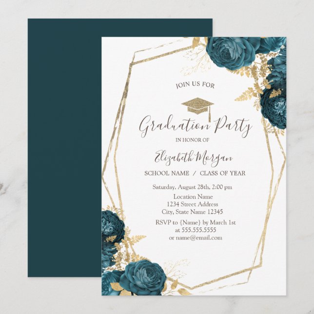 Invitación Rosas de gasolina de Rubor,Grad Cap,Graduación (Anverso / Reverso)