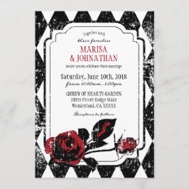 Invitación Rosas de gótico Grunge Diamond Print Boda