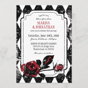 Invitación Rosas de gótico Grunge Diamond Print Boda