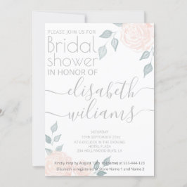 Invitación Rosas de la caligrafía romántica acuarela