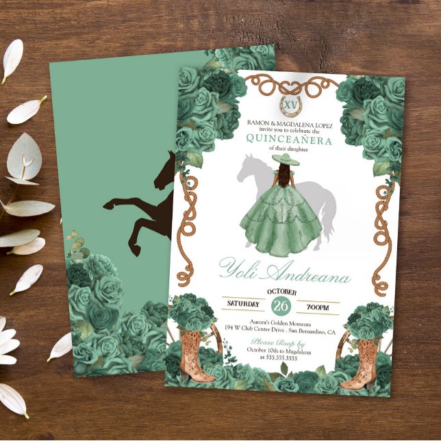 Invitación Rosas de la Casa de la Moneda Charra Vestidos Verd (Subido por el creador)