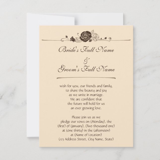 Invitación Rosas de la crema y de café (Anverso)