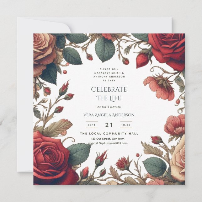 Invitación Rosas de la época celebran la FOTO conmemorativa d (Anverso)