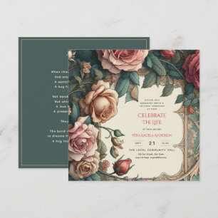 Invitación Rosas de la época celebran poema conmemorativo