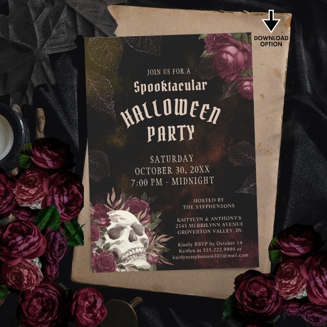 Invitación Rosas de la fiesta de Halloween se oscurecen (Subido por el creador)