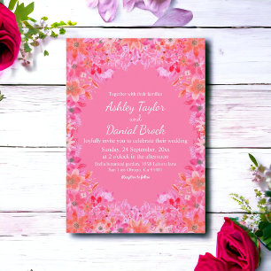 Invitación Rosas de la flor rosa de Rubor Boho Spring Boda