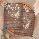 Invitación Rosas de la Madera Rustica Garland 50 aniversario<br><div class="desc">Con una delicada acuarela de vegetación floral sobre un fondo rústico de madera, esta invitación botánica de moda para el 50 aniversario del boda puede ser personalizada con su información especial del aniversario de su boda. El reverso presenta una guirnalda floral que enmarca tus fechas de aniversario en una tipografía...</div>