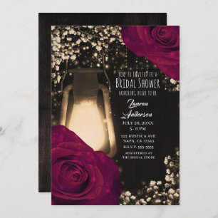 Invitación Rosas de la magenta linterna rusa lustran ducha de