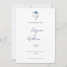 Invitación rosas de la marina azul polvoriento de lujo invita