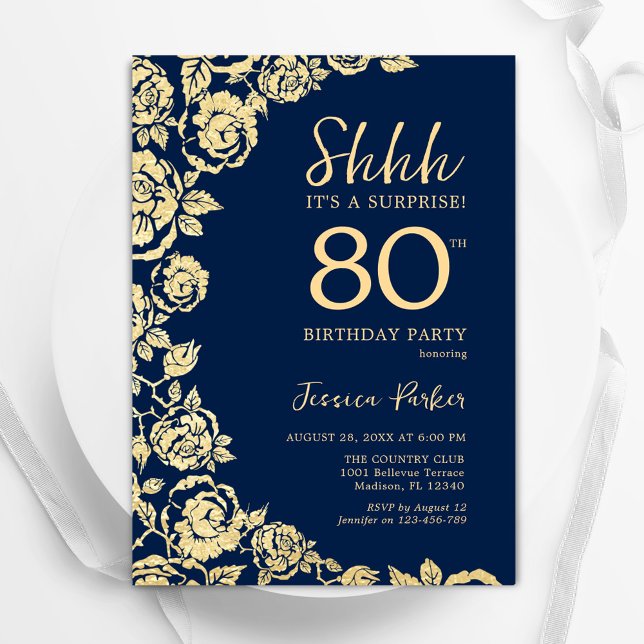 Invitación Rosas de la Marina Blue Gold sorprenden a los 80 a (Subido por el creador)