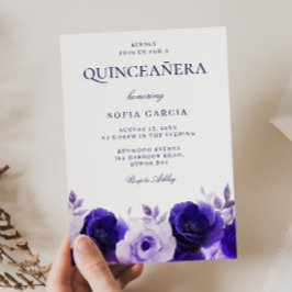 Invitación Rosas de la Marina Elegante Azul de Medianoche Fie