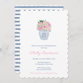 Invitación Rosas de la Marina Rosa de los Preppy Ducha de Bod