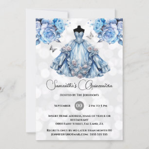 Invitación Rosas de la princesa azul Quinceañera Fantasmas