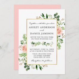 Invitación Rosas de la vegetación acuática Boda Rubor rosa