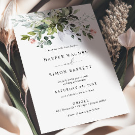 Invitación Rosas de la vegetación Suculento Boda Eucalyptus