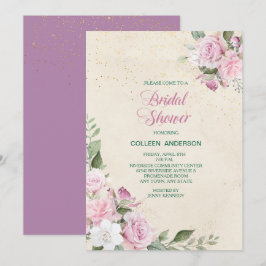 Invitación Rosas de lavanda rosa ducha de novia