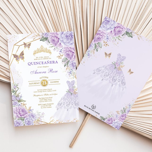 Invitación Rosas de Lavender Lilac Quinceañera Princess Birth (Subido por el creador)