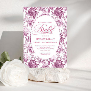 Invitación Rosas de lujo oscuras fucsia Patrón de la ducha de