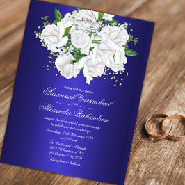 Invitación Rosas de lujo y Boda azul oscuro