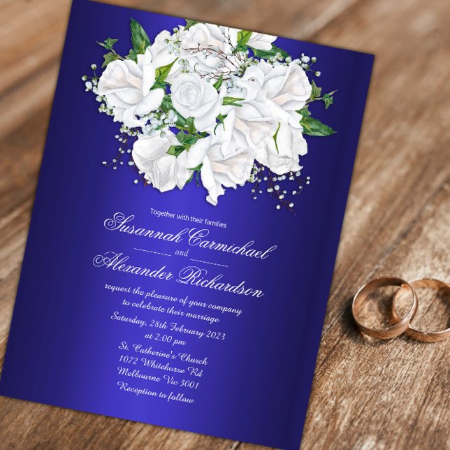Invitación Rosas de lujo y Boda azul oscuro (Subido por el creador)