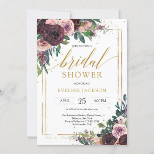 Invitación Rosas de malva roja profunda rosado polvoriento or