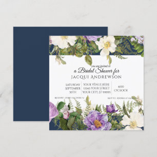 Invitación Rosas de marfil en lavanda ducha de novia floral