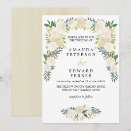 Invitación Rosas de Marfil Floral Garland boda rosado