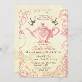 Invitación Rosas de marfil rosados invitan a un té de novia