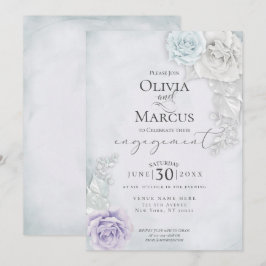 Invitación Rosas de marfil y Blue Lilac